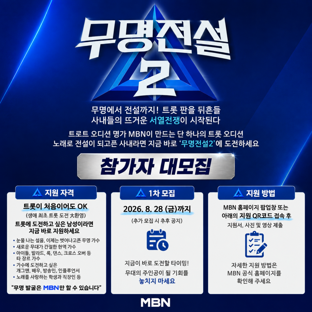 MBN 무명전설2 참가 신청｜지원자격·모집기간·지원방법 정리